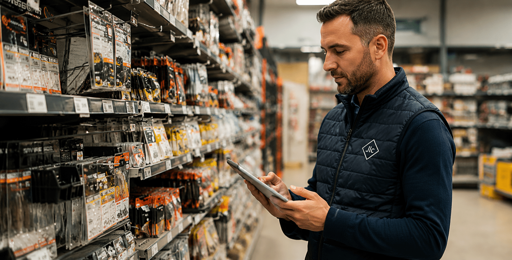 Commercial JLC réalisant un relevé en rayon